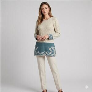 Bill Baber Handmade Scotland Quiet Luxury Tunic Sweater Cream Blue Medium
